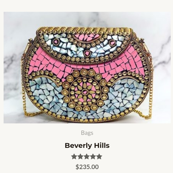 RAMLA | Beverly Hills | Handcrafted Metal Bag w/Mosaic Stones - Picture 2 of 11